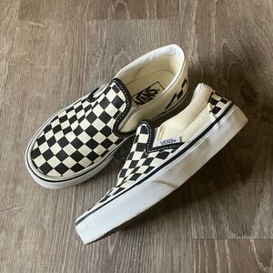 Vans Classic Slip-On Checkerboard Sneakers - Black and White